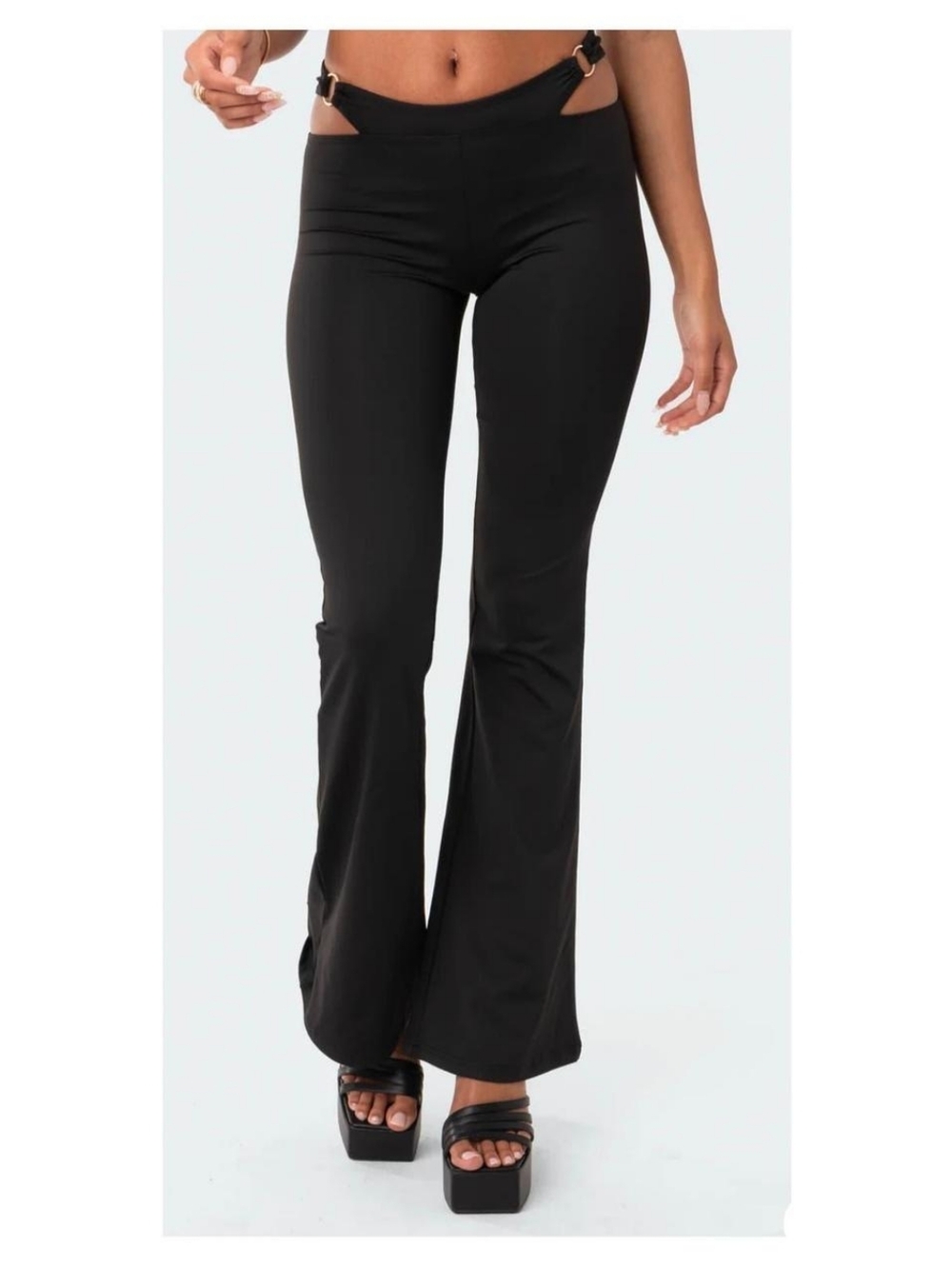 EDIKTED Black High-Waist Flare Pants Xs
